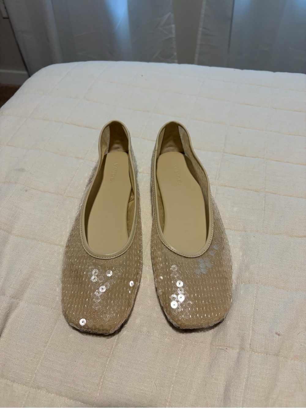 Vince Beige Sequin Ballet Flats - Women
